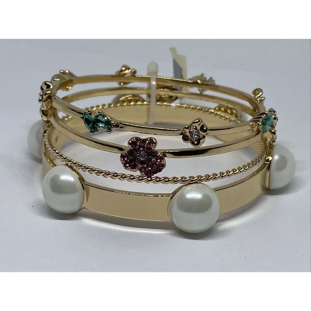 Thalia Sodi Gold-Tone 4-Pc. Set Imitation Pearl & Crystal Bangle MSRP $39 CP404